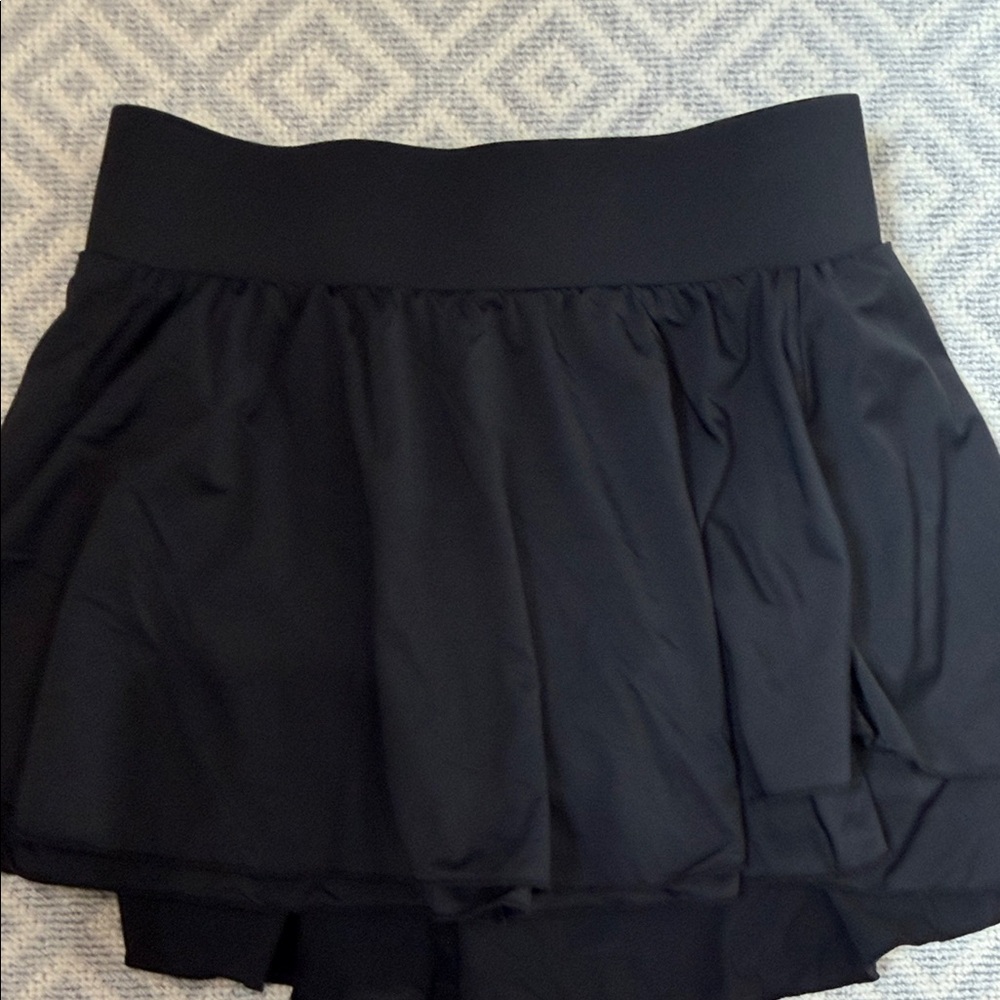 Black Athletic Skirt with Built-In Shorts